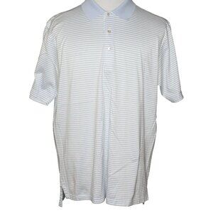 Peter Millar XL 3 Button Striped Pro Golf Light Blue White Polo Shirt Activewear